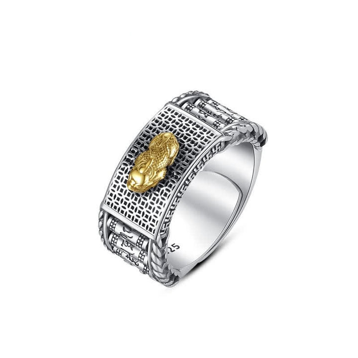 Anillo de pareja con Buddha Stones Lucky FengShui PiXiu, ruedas de oración de riqueza