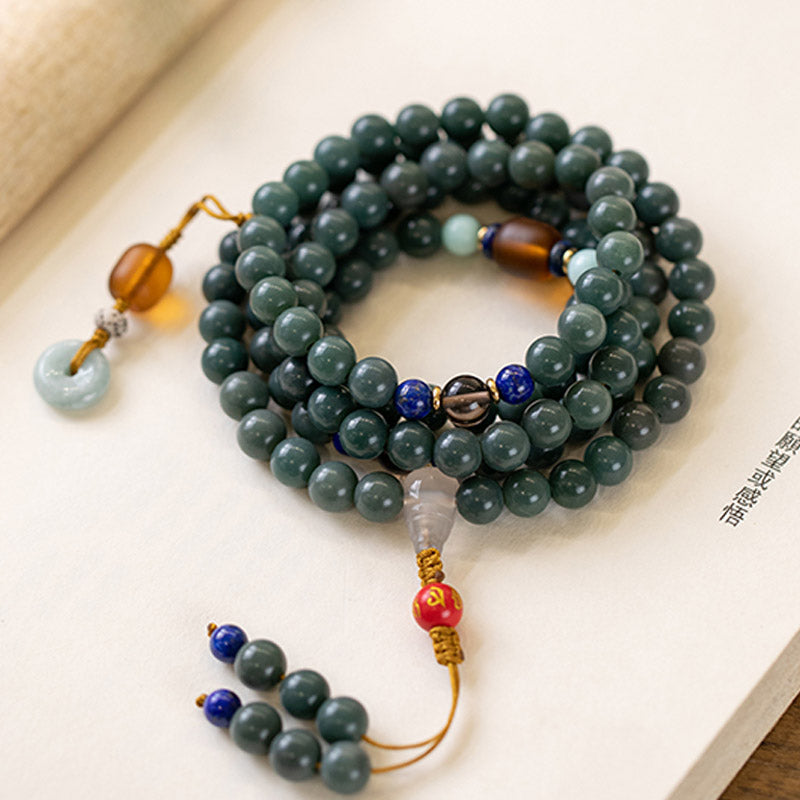 Pulsera de meditación con bendición de semillas Bodhi, 108 cuentas, Mala