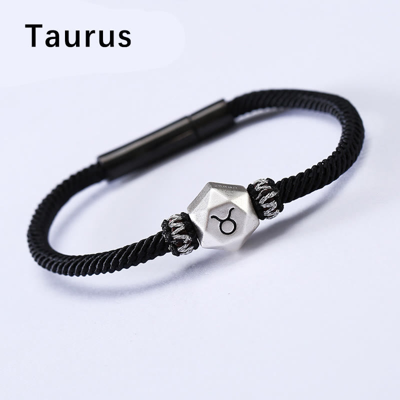 Pulsera de hilo hecha a mano con protección de las 12 constelaciones del zodíaco de plata de ley 999 con Buddha Stones