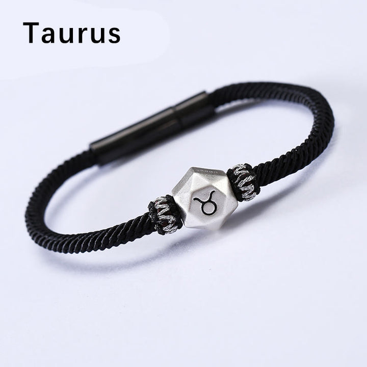 Pulsera de hilo hecha a mano con protección de las 12 constelaciones del zodíaco de plata de ley 999 con Buddha Stones