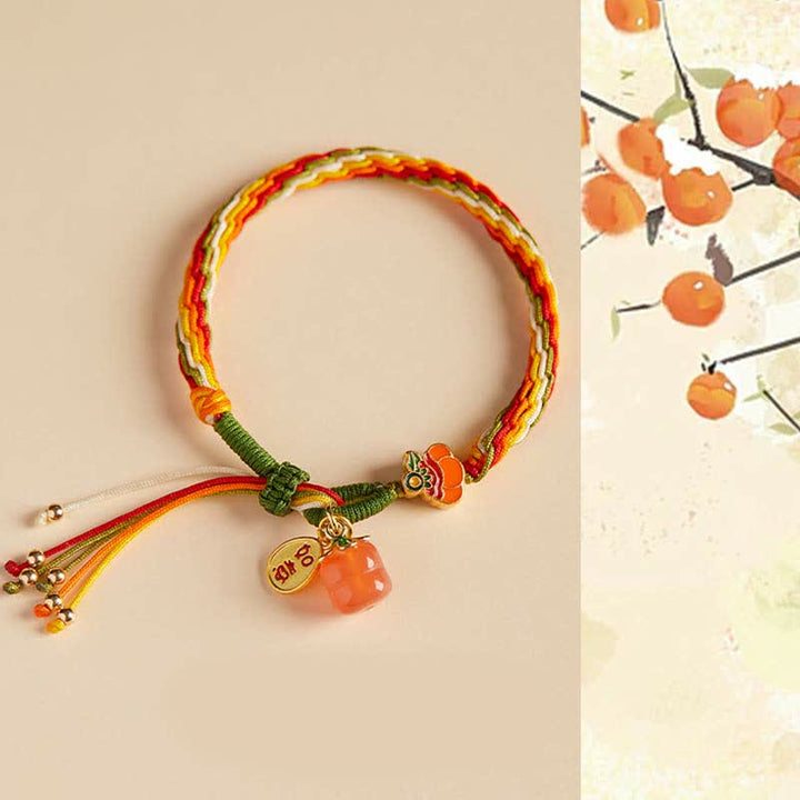 Pulsera de cuerda trenzada con nudo de reencarnación, ágata roja caqui, Buddha Stones