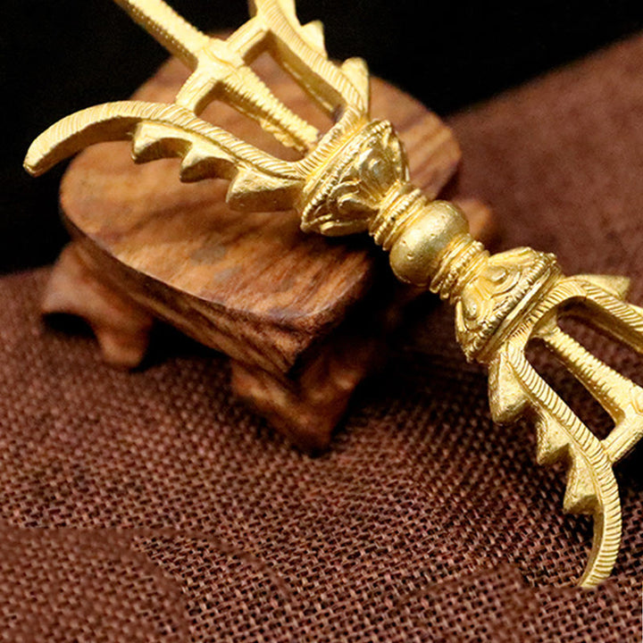 Buddha Stones hechas a mano Nepal cinco puntas tres puntas Vajra Dorje fuerza decoración de cobre