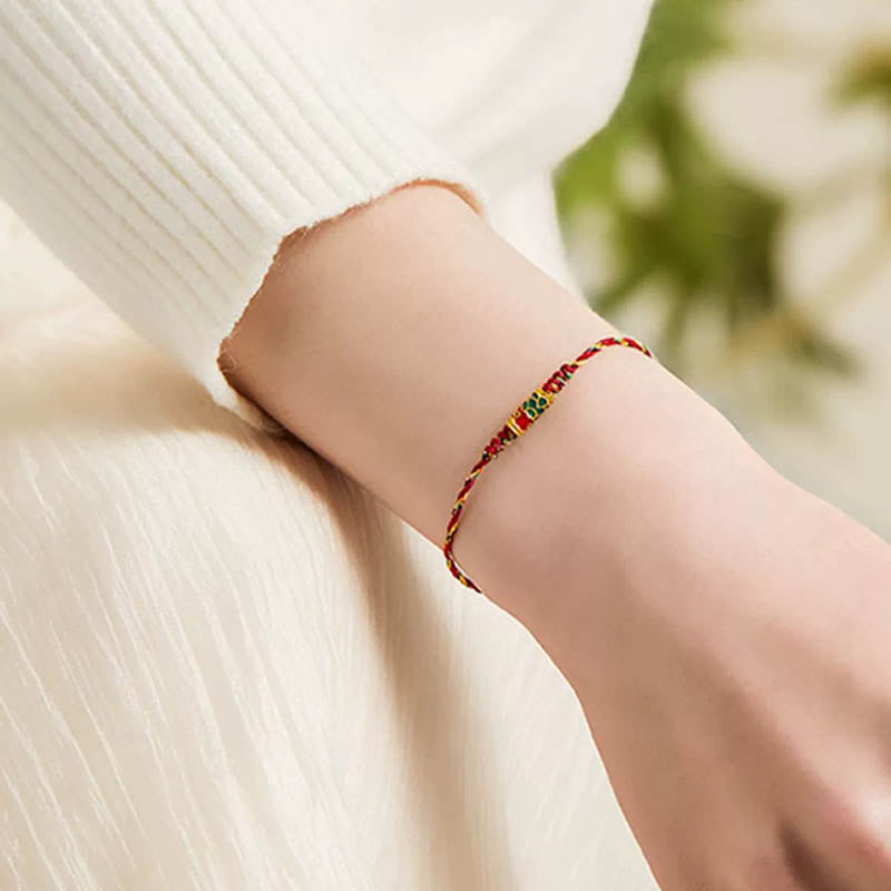 Pulsera de cuerda trenzada hecha a mano con Buddha Stones, pez Koi, prosperidad y prosperidad