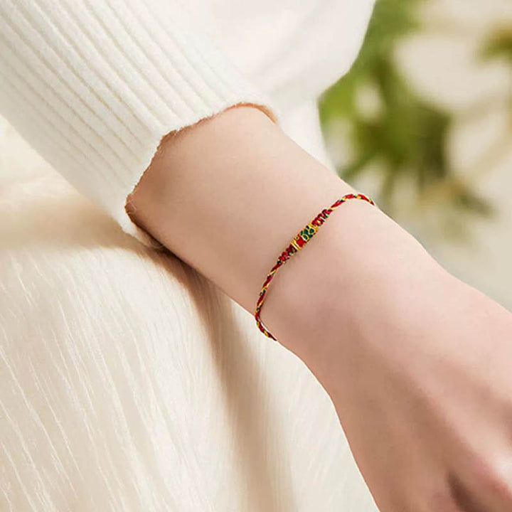 Pulsera de cuerda trenzada hecha a mano con Buddha Stones, pez Koi, prosperidad y prosperidad