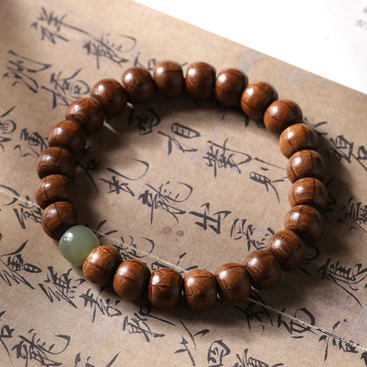 Buddha Stones Natural Abelia Biflora madera Hetian Jade cuentas de bambú para protegerse de los espíritus malignos