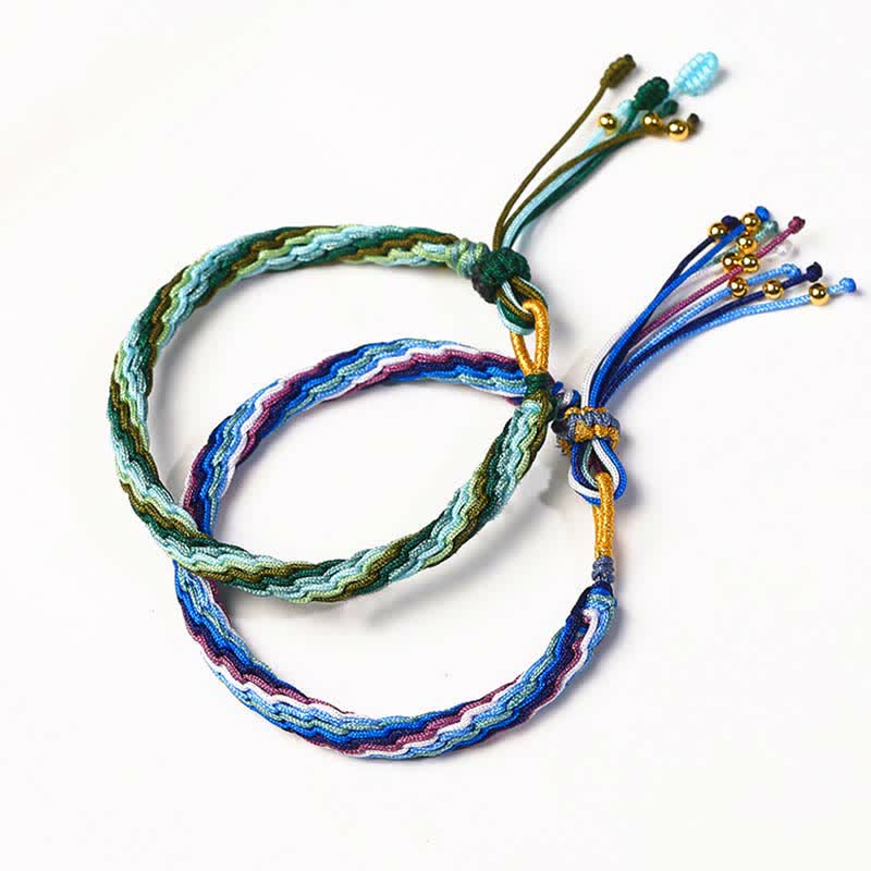 Pulsera trenzada de protección de cuerda de suerte con nudo de reencarnación