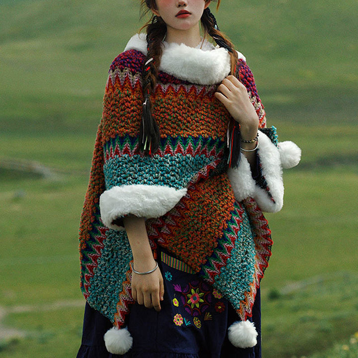 Mantón de rayas multicolor tibetano con Buddha Stones , bufanda de viaje acogedora para invierno