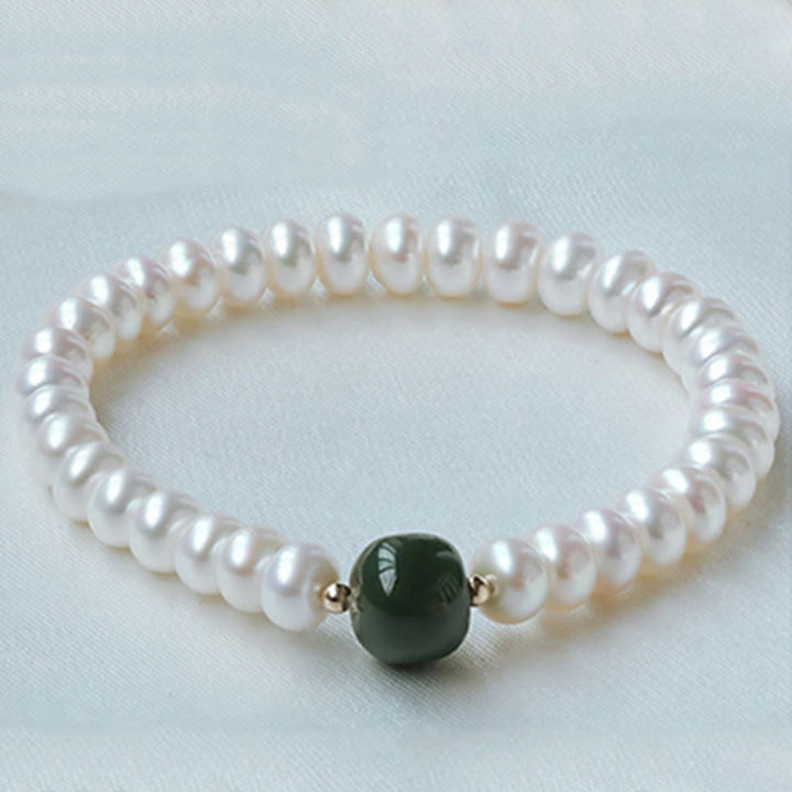Buddha Stones de Plata de Ley 925, Perla Natural, Jade hetiano, aguamarina, sabiduría, sinceridad, collar, pulsera con colgante