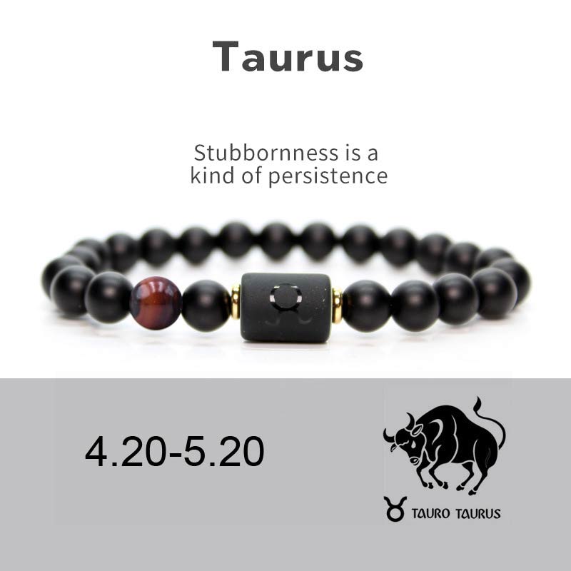 Pulsera Ajustable de Ónix Negro 12 Constelaciones del Zodíaco Buddha Stones