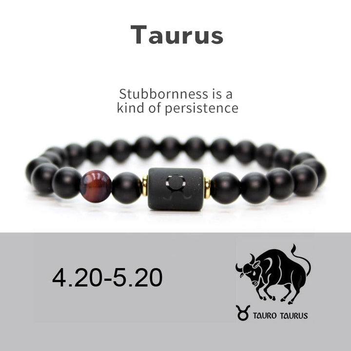 Pulsera Ajustable de Ónix Negro 12 Constelaciones del Zodíaco Buddha Stones