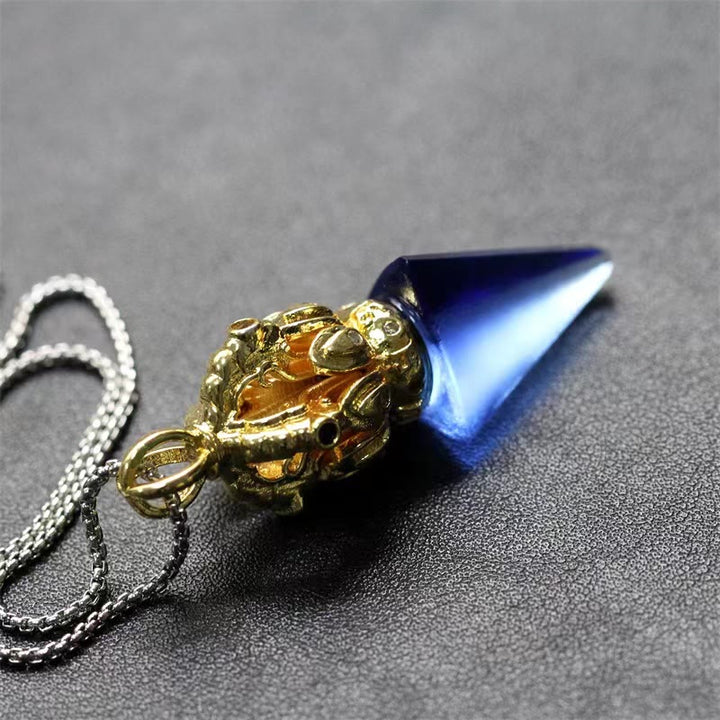 Buddha Stones tibetano Dorje Vajra 4 puntas Lotus Liuli cristal fuerza collar colgante
