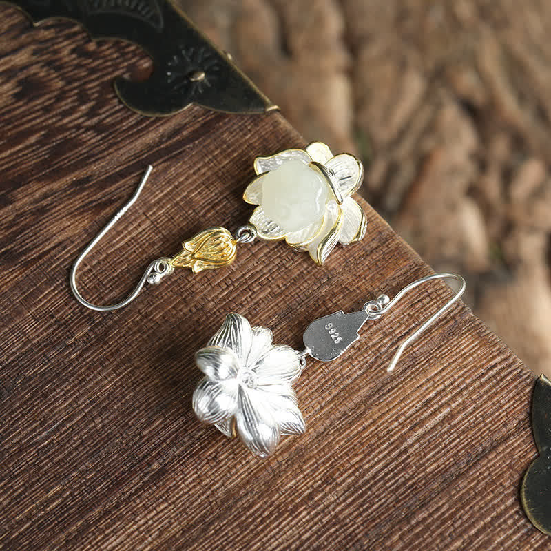 Pendientes colgantes de armonía con protección de jade blanco y Buddha Stones