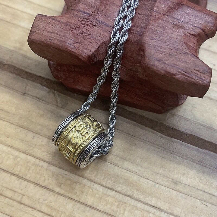 Buddha Stones Colgante de collar de protección Tíbet Om Mani Padme Hum - Oro - Cadena - image 5