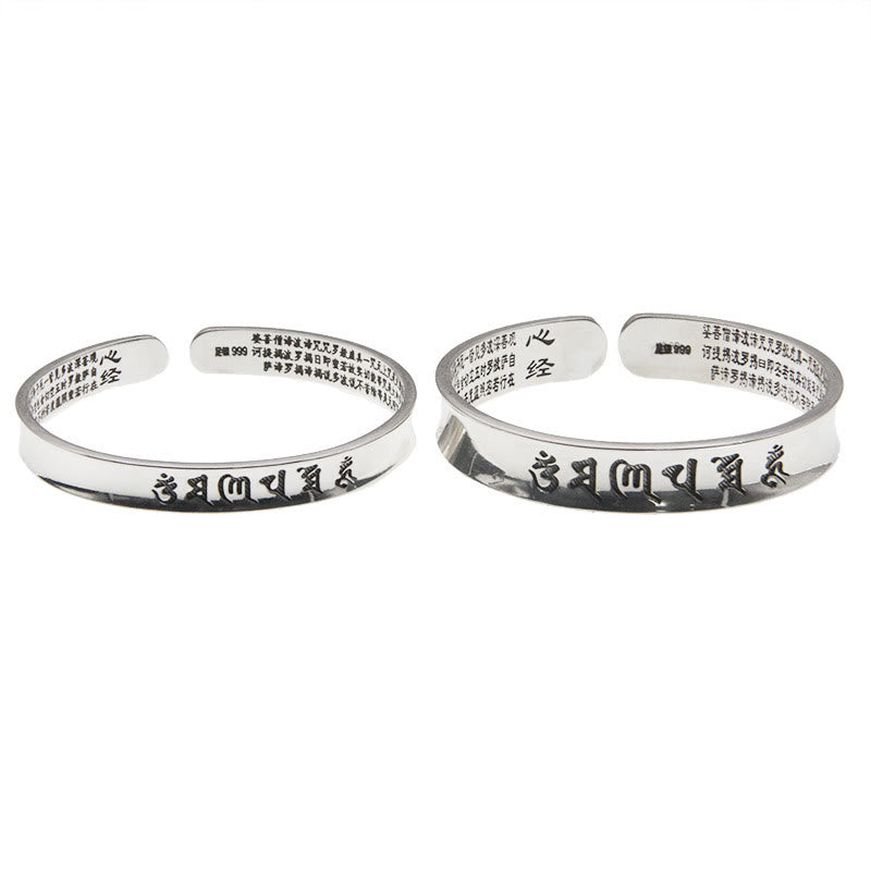 Pulsera de plata de ley 999 con Buddha Stones Om Mani Padme Hum corazón Sutra amor paz