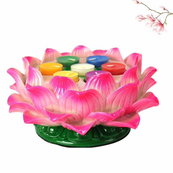 Altar de oración y meditación, portavelas de flor de loto, artículos de uso para rituales del templo budista