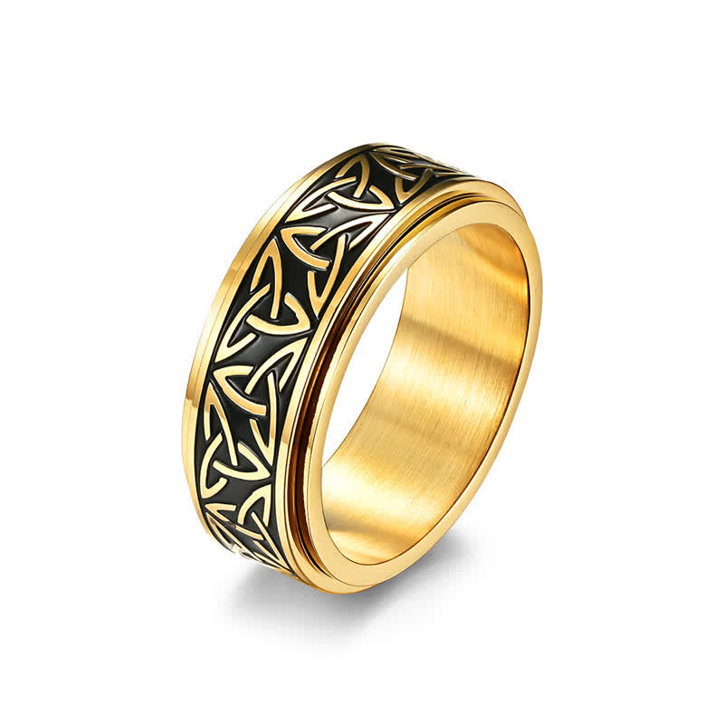 Anillo giratorio calmante de acero titanio Triquetra con nudo triangular de Buddha Stones
