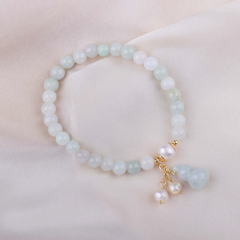 Pulsera de la suerte de la prosperidad de la calabaza de la perla del jade natural de las Buddha Stones