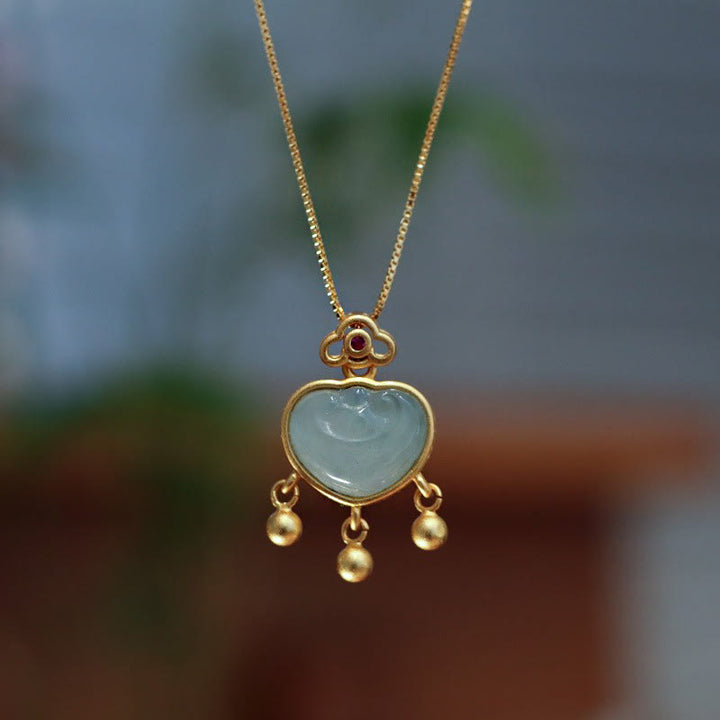 Buddha Stones de Plata de Ley 925, calcedonia de Jade Natural, candado de buenos deseos, collar de suerte, pulsera con colgante