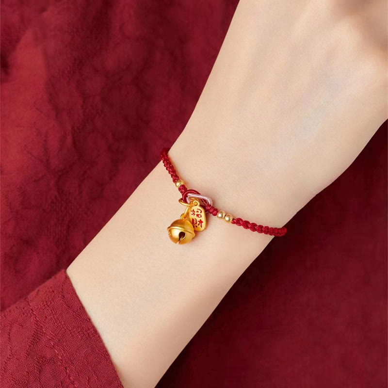 Pulsera de cuerda roja con diseño de personaje Fu hecho a mano con Buddha Stones