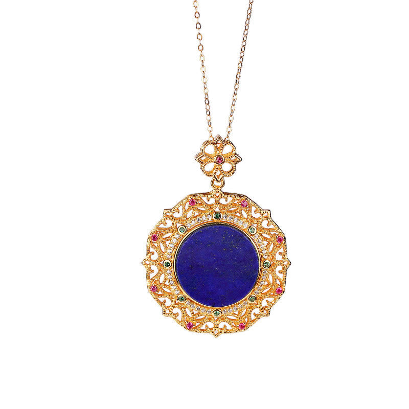 Colgante de collar positivo de lazurita de oro chapado en plata de ley 925 con Buddha Stones