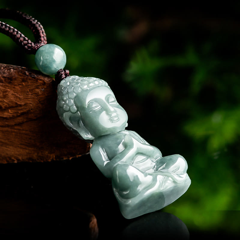 Buddha Stones Natural Jade Meditación Buda Amuleto Serenidad Collar Colgante - image 3