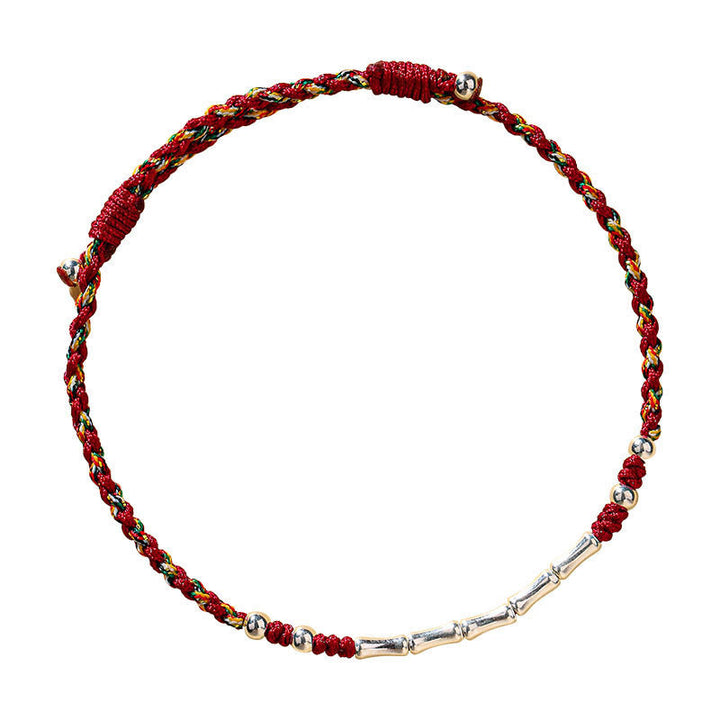Pulsera de cuerda trenzada de protección de bambú multicolor hecha a mano con Buddha Stones Tíbet