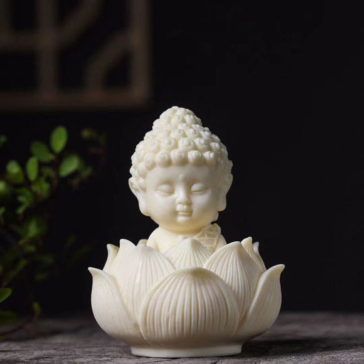 Buddha Stones Mini fruta de marfil Tathagata Buda Lotus Kwan Yin Avalokitesvara Manjusri Samantabhadra Serenity decoración de escritorio