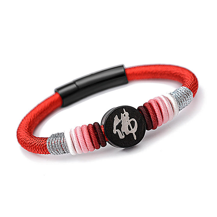 Pulsera de cuerda hecha a mano de ébano con personaje de Buda de Buddha Stones