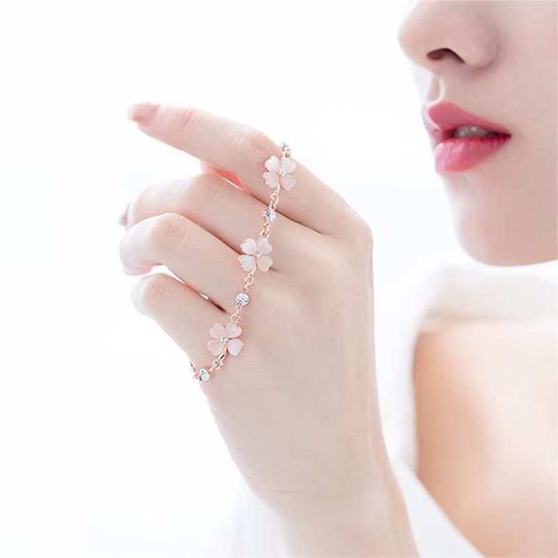 Pulsera de cadena de amor con trébol de cuatro hojas y cristal rosa con Buddha Stones