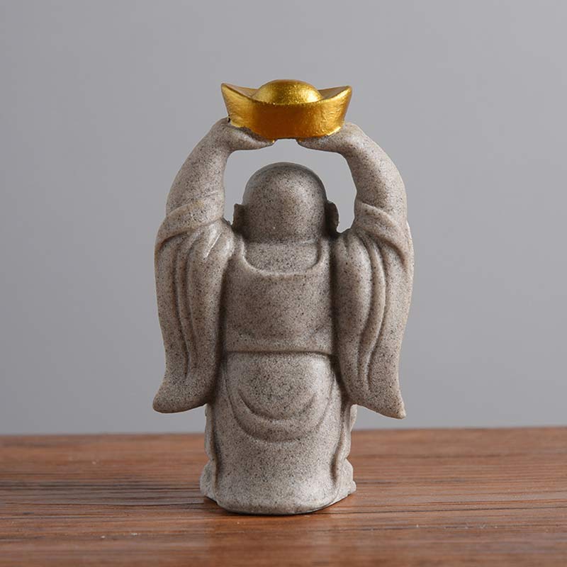 Buddha Stones estatua de resina de Buda sonriente bendición decoración del hogar