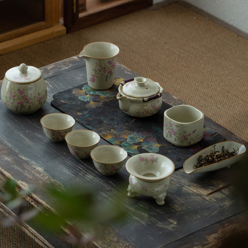 Tazas de té de cerámica de Kung Fu con Buddha Stones , flor de melocotón, Margarita, flor