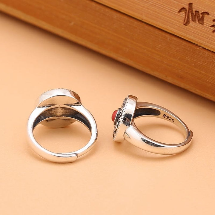 Anillo giratorio de paz con Buddha Stones tibetanas Om Mani Padme Hum