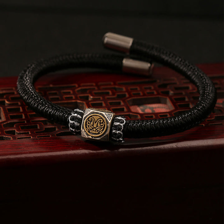 Pulsera de plata de ley 925 con Buddha Stones , nudo perfecto, nudo King Kong, fuerza de la fe
