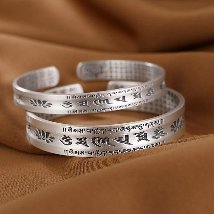 Pulsera de plata de ley 999 con Buddha Stones Om Mani Padme Hum Lotus Wisdom