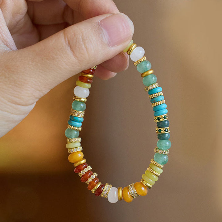 Pulsera de confianza de arcoíris de jade de ágata roja natural con Buddha Stones