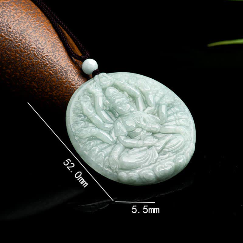 Colgante de collar de cadena con bendición de jade de Avalokitesvara Kwan Yin de mil manos - image 11