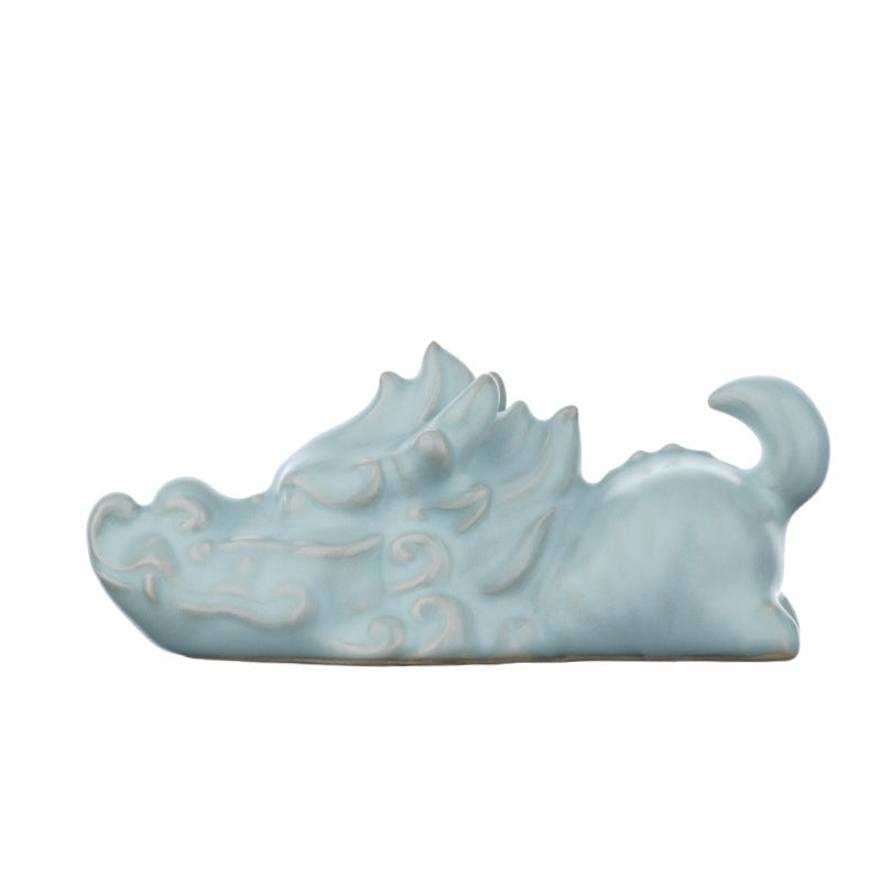 Buddha Stones Año del Dragón Suerte Cerámica Té Mascota Hogar Estatuilla Decoración