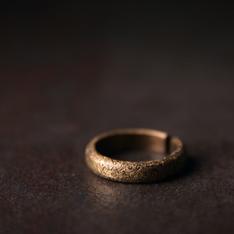 Anillo de pareja de suerte de cobre con diseño de textura vintage tibetano