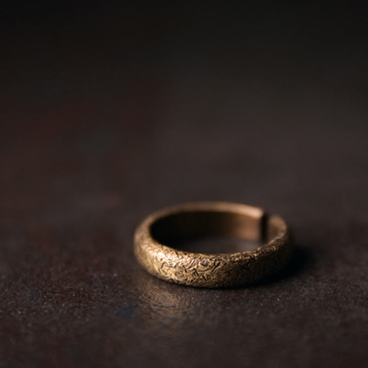Anillo de pareja de suerte de cobre con diseño de textura vintage tibetano