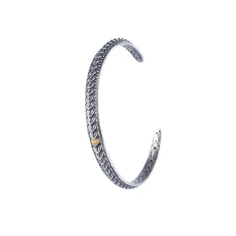 Brazalete de pulsera con diseño de escamas de dragón vintage con Buddha Stones
