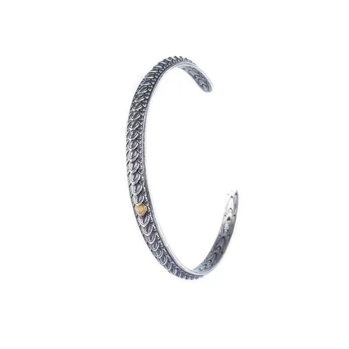 Brazalete de pulsera con diseño de escamas de dragón vintage con Buddha Stones