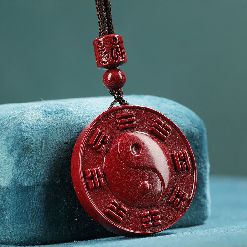 Colgante de collar de bendición de Buddha Stones cinabrio Yin Yang Bagua - Cinabrio (Calma♥Concentración) - image 1