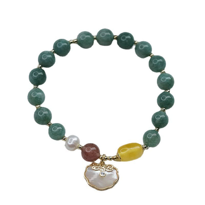 Pulsera de la suerte con cierre Ruyi de concha de mar de Jade y Buddha Stones