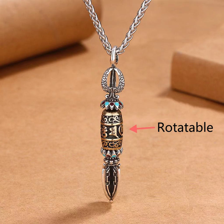 Colgante de collar giratorio con Buddha Stones , Om Mani Padme Hum tibetano, protección de la riqueza