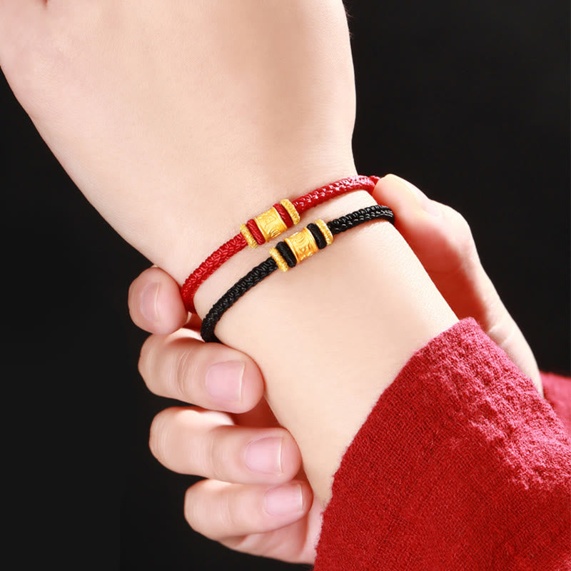 Pulsera de cuentas de la suerte con Buddha Stones Tíbet, oro 999, Om Mani Padme Hum, protección grabada