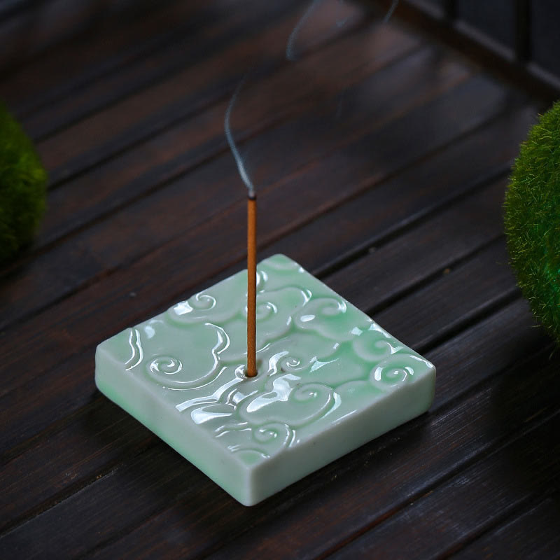 Buddha Stones, Mini diseño de nubes propicias, palo curativo, decoración de quemador de incienso pequeño de cerámica