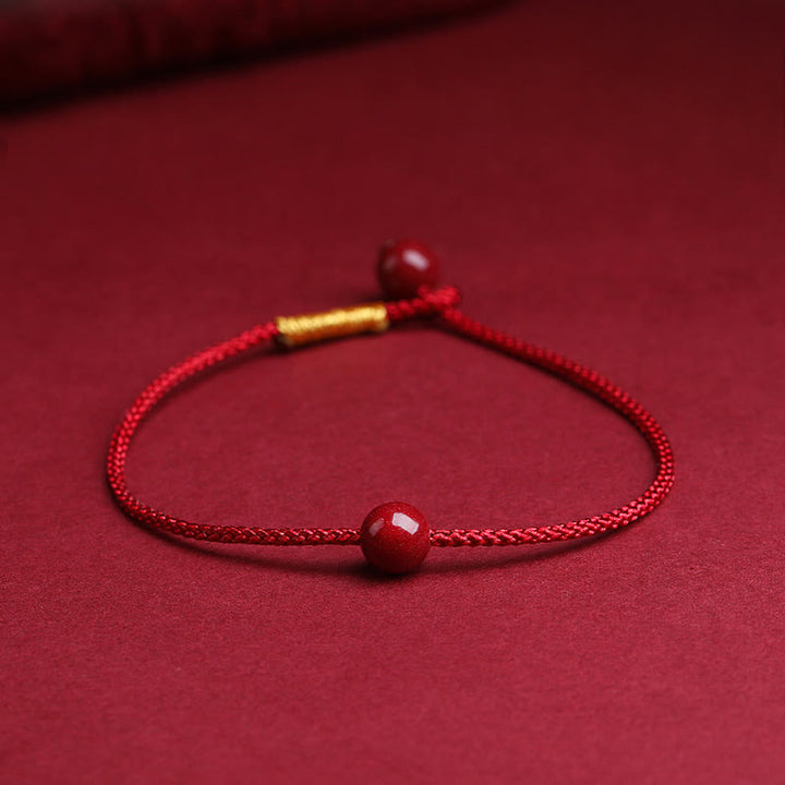 Pulsera de hilo rojo con bendición de ágata roja cinabrio natural con Buddha Stones