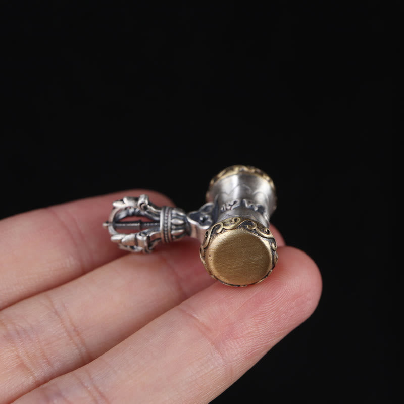 Buddha Stones Tíbet, Plata de Ley 925, Om Mani Padme Hum Dorje Bell Vajra, colgante con iluminación grabada, decoración colgante