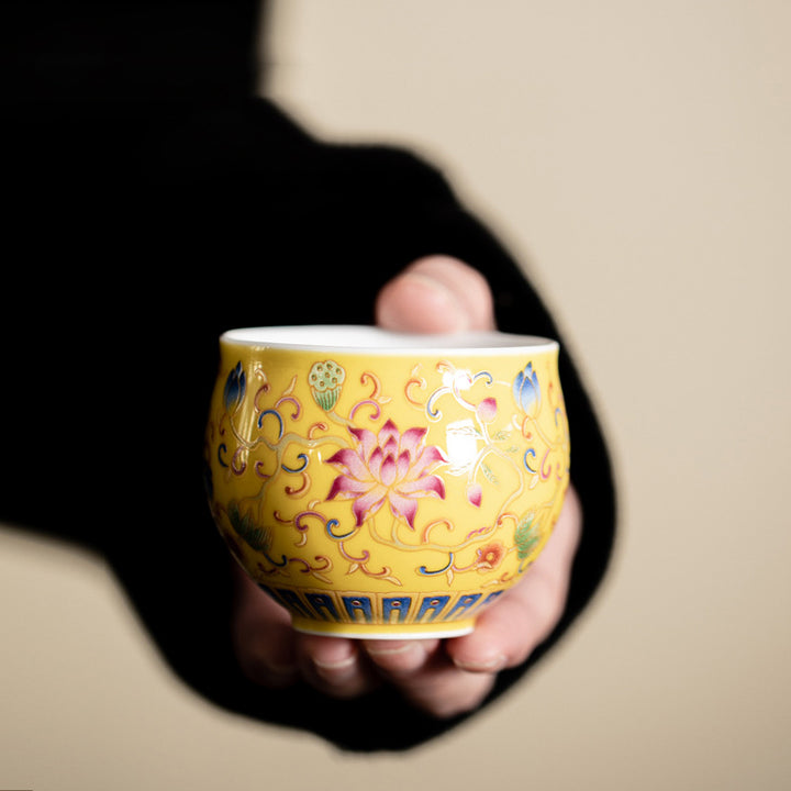 Taza de té de cerámica con diseño de vaina de flor de loto, Buddha Stones, taza de té de Kung Fu, 80ml