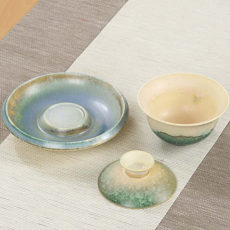 Taza de té y platillo de cerámica de porcelana con diseño de olas del océano, Buddha Stones , Gaiwan Sancai, Kung Fu, con tapa - image 7